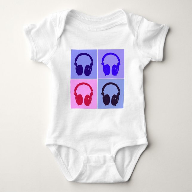 Pop Art Headphones Baby Bodysuit (Front)