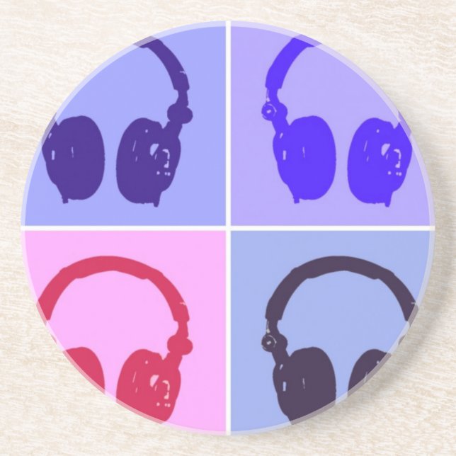 Pop Art Headphones Coaster (Front)