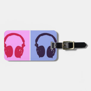 Pop Art Headphones Luggage Tag