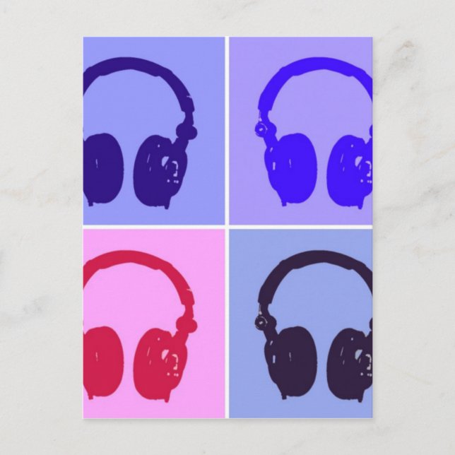 Pop Art Headphones Postcard (Front)