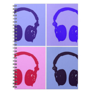 Pop Art Headphones Spiral Notebook