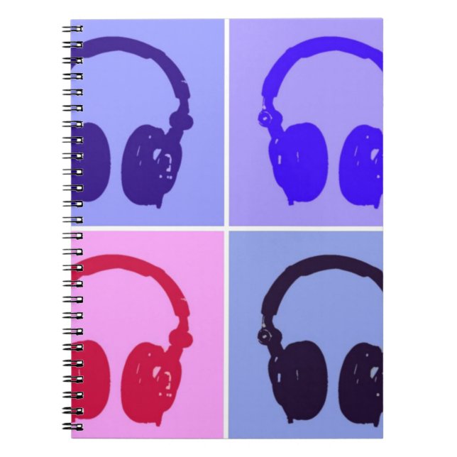 Pop Art Headphones Spiral Notebook (Front)