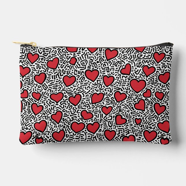 Pop Art Heart Pattern Accessory Pouch (Front)