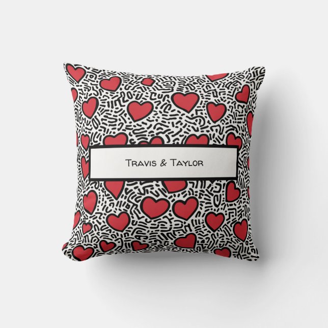 Pop Art Heart Pattern Cushion (Front)