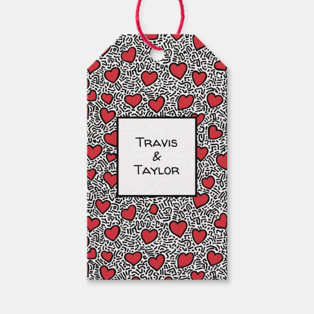 Pop Art Heart Pattern Gift Tags (Front)