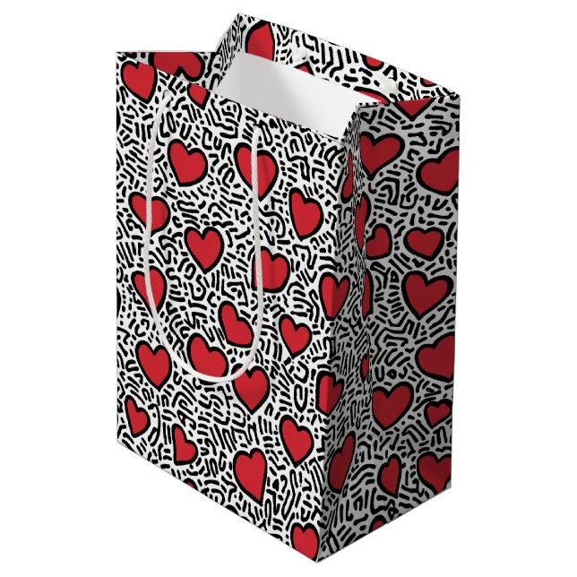 Pop Art Heart Pattern Medium Gift Bag (Back Angled)