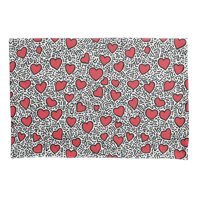 Pop Art Heart Pattern Pillowcase (Front)