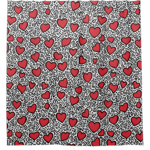 Pop Art Heart Pattern Shower Curtain