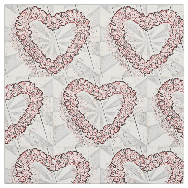 Pop Art Heart Wreath Fabric (Swatch)