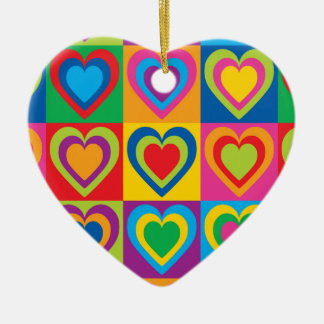 Pop Art Hearts Ceramic Tree Decoration