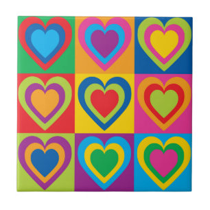 Pop Art Hearts Tile