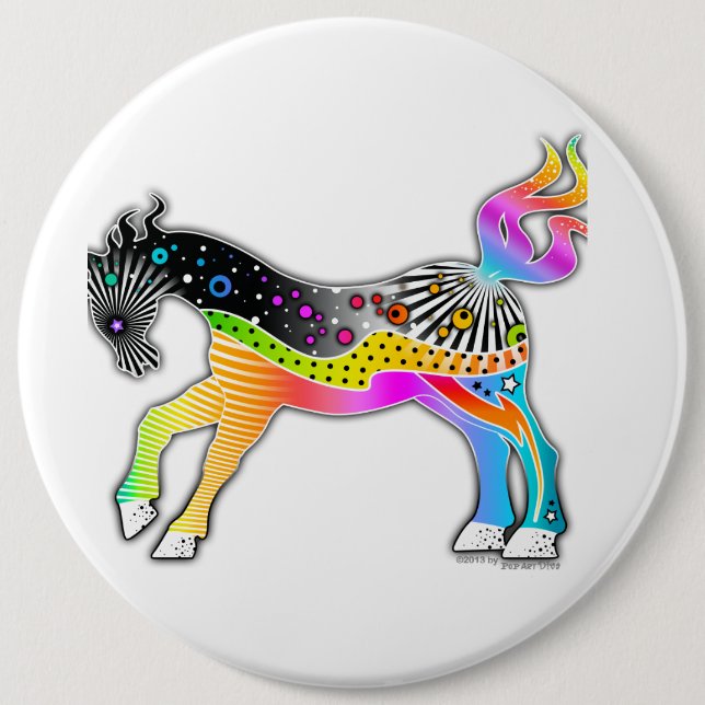 Pop Art HORSE 6 Cm Round Badge (Front)