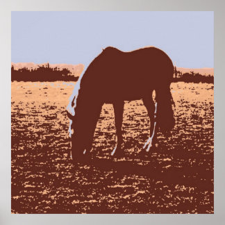 Pop Art Horse Grazing Poster