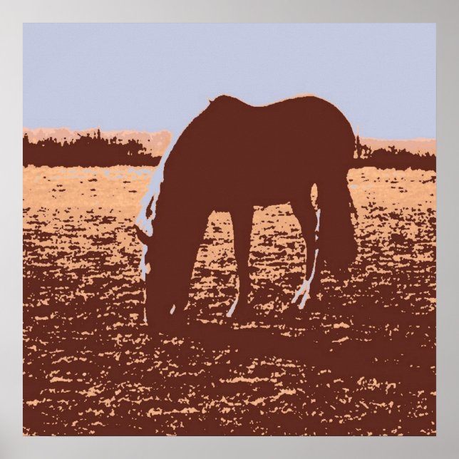 Pop Art Horse Grazing Poster (Front)