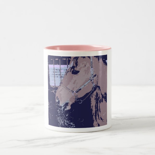 Pop Art Horse Two-Tone Coffee Mug (Center)