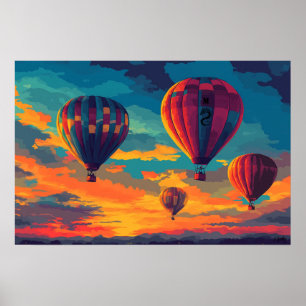 Pop Art Hot Air Balloon - Adventure in the Sky Poster