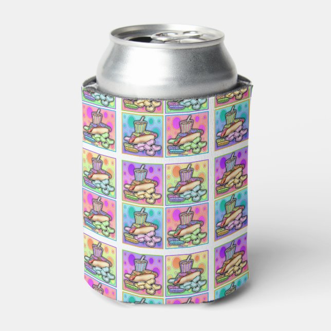 POP ART HOT DOGS CAN COOLER (Can Front)