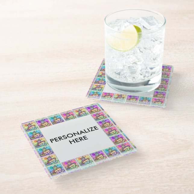 POP ART HOT DOGS GLASS COASTER (Angled)