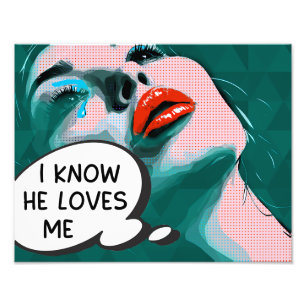 Pop Art I Know He Loves Me Mixed Media Photo Print