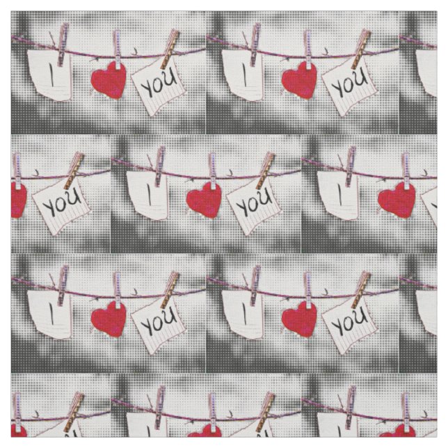 Pop Art I Love You Fabric (Swatch)