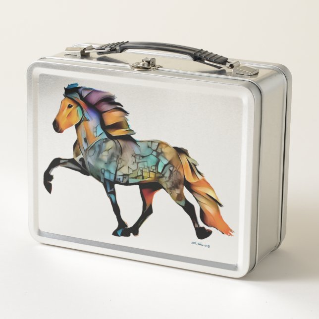Pop Art Icelandic Horse  Metal Lunch Box (Front)