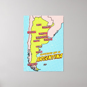 Pop Art Illustrated Argentina  Canvas Print