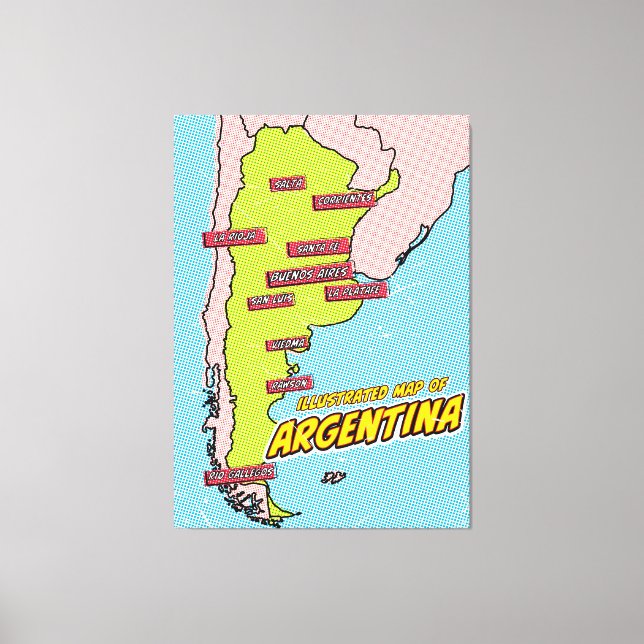 Pop Art Illustrated Argentina  Canvas Print (Front)