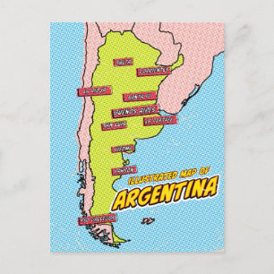 Pop Art Illustrated Argentina  Holiday Postcard