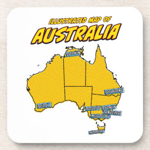 Pop Art Illustrated Australia  Coaster
