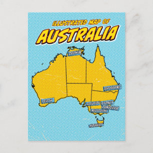 Pop Art Illustrated Australia  Holiday Postcard