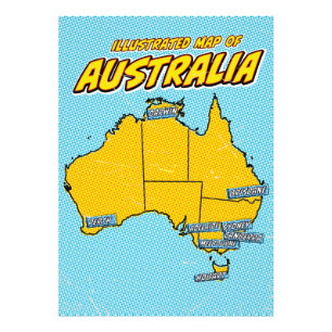 Pop Art Illustrated Australia Photo Print
