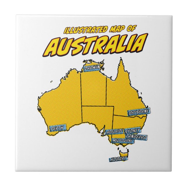 Pop Art Illustrated Australia  Tile (Front)