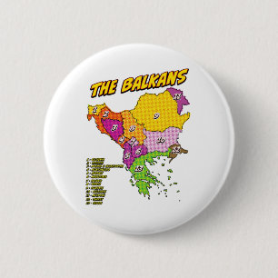 Pop Art Illustrated Balkans map 6 Cm Round Badge