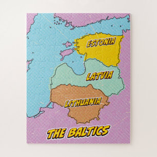 Pop Art Illustrated Baltic States map Jigsaw Puzzle