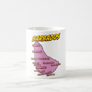 Pop Art Illustrated Barbados map Coffee Mug