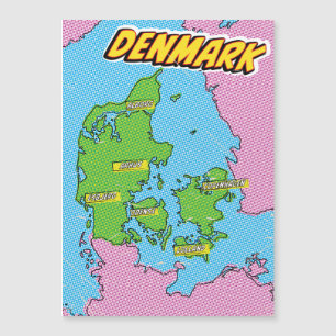 Pop Art Illustrated Denmark map