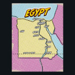 Pop Art Illustrated Egypt map Poster<br><div class="desc">Pop Art Illustrated Egypt African map in a beautiful vintage worn style.</div>