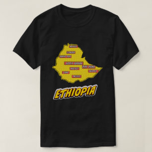 Pop Art Illustrated Ethiopia map T-Shirt