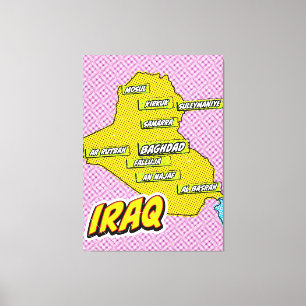 Pop Art Illustrated Iraq map Canvas Print