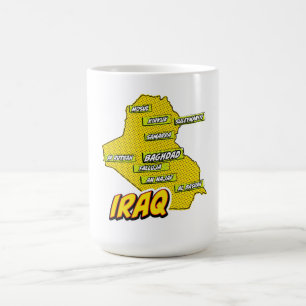 Pop Art Illustrated Iraq map Coffee Mug