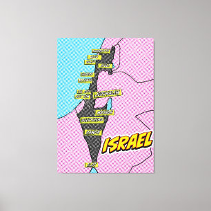 Pop Art Illustrated Israel map Canvas Print