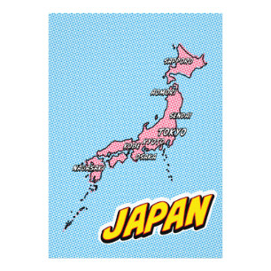 Pop Art Illustrated Japan map Photo Print