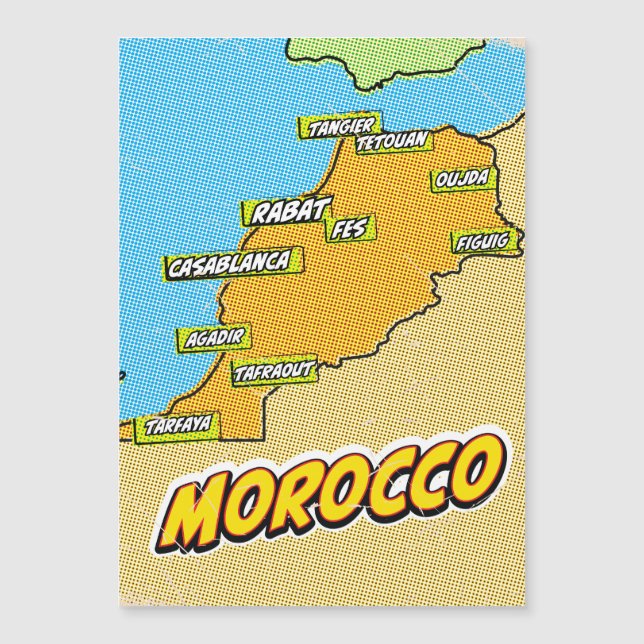 Pop Art Illustrated Morocco map (Front)