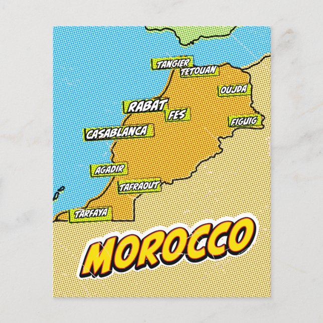 Pop Art Illustrated Morocco map (Front)
