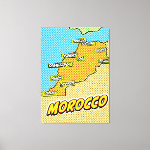 Pop Art Illustrated Morocco map Canvas Print