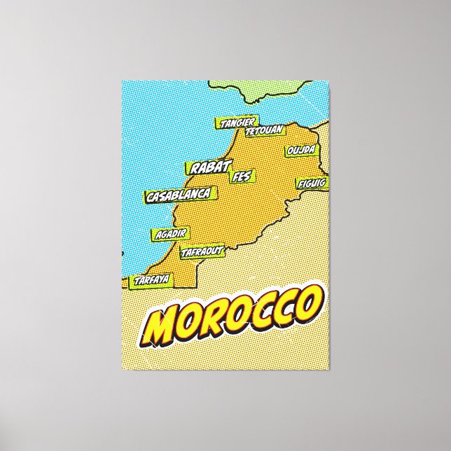 Pop Art Illustrated Morocco map Canvas Print (Front)