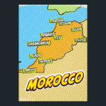 Pop Art Illustrated Morocco map Photo Print<br><div class="desc">Pop Art Illustrated Morocco African map in a beautiful vintage worn style.</div>