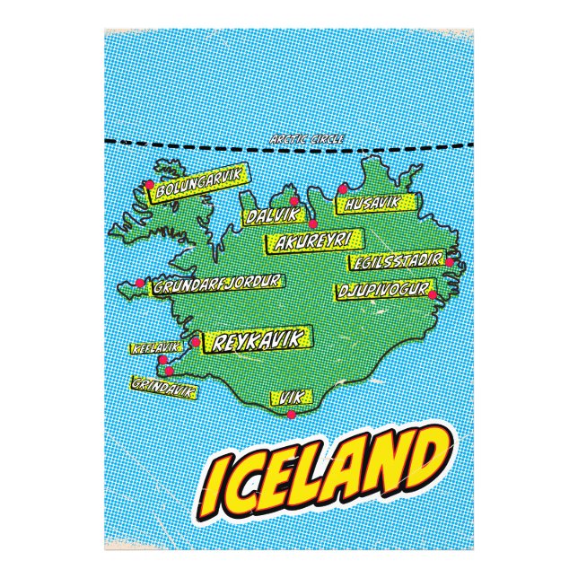 Pop Art Illustrated New York City map Photo Print (Front)