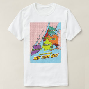 Pop Art Illustrated New York City map T-Shirt