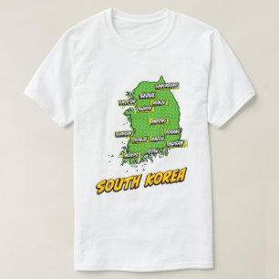 Pop Art Illustrated South Korea map T-Shirt